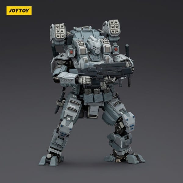 JoyToy Dark Source APOC Sky Tempest Fire Strike Mech 1/25 figure holding its gun, low angle