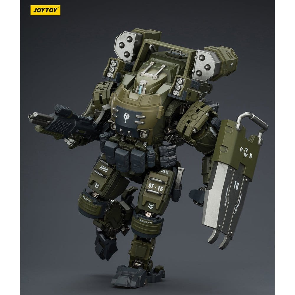JoyToy Dark Source APOC Storm Surge Heavy Fire Assault Mech 1/25 figure with gun and shield, low angle