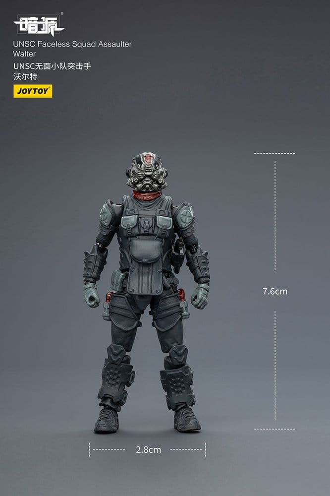 JoyToy Dark Source UNSC Faceless Squad 1/25 Assaulter Walter figure with 7.6 cm height measurement