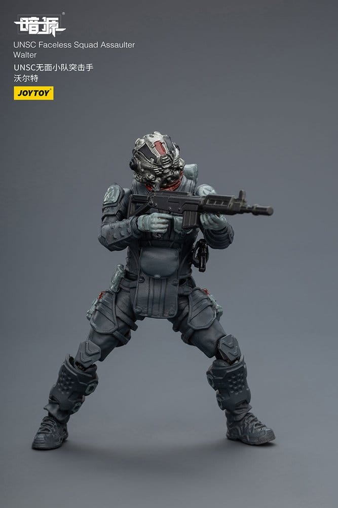 JoyToy Dark Source UNSC Faceless Squad 1/25 Assaulter Walter figure aiming a rifle