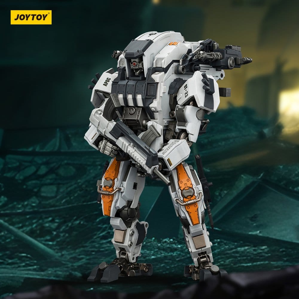 JoyToy Dark Source APOC DragonFang Assault Mech 17 cm in a ruined city diorama