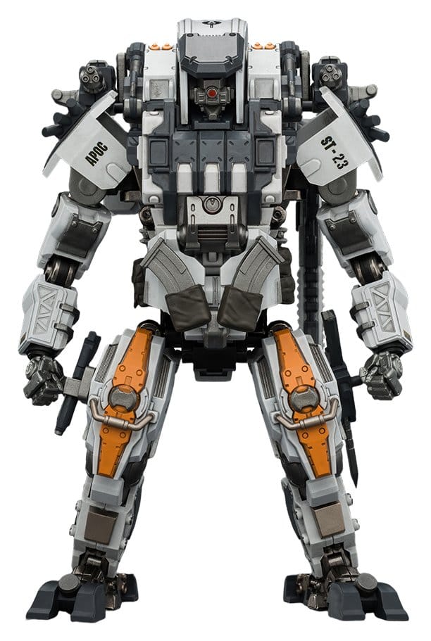 JoyToy Dark Source APOC DragonFang Assault Mech 17 cm figure in white and orange, front view, white background