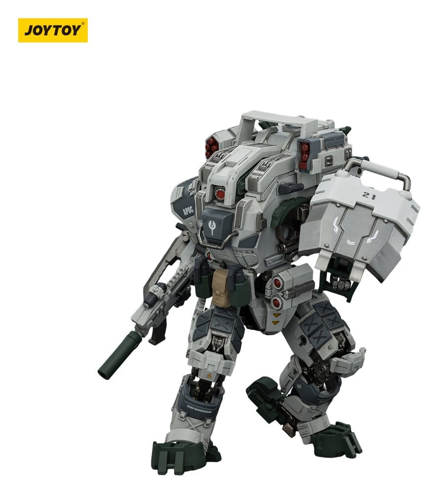 JoyToy Dark Source APOC Mystic Armor Heavy Assault Mech 17 cm figure with rifle and shield, side view, white background