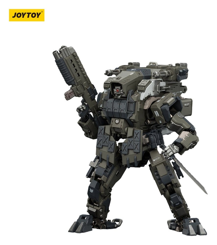 JoyToy Dark Source APOC Razor Stealth/Night Ops Mech figure, raising rifle with blade at side, on white