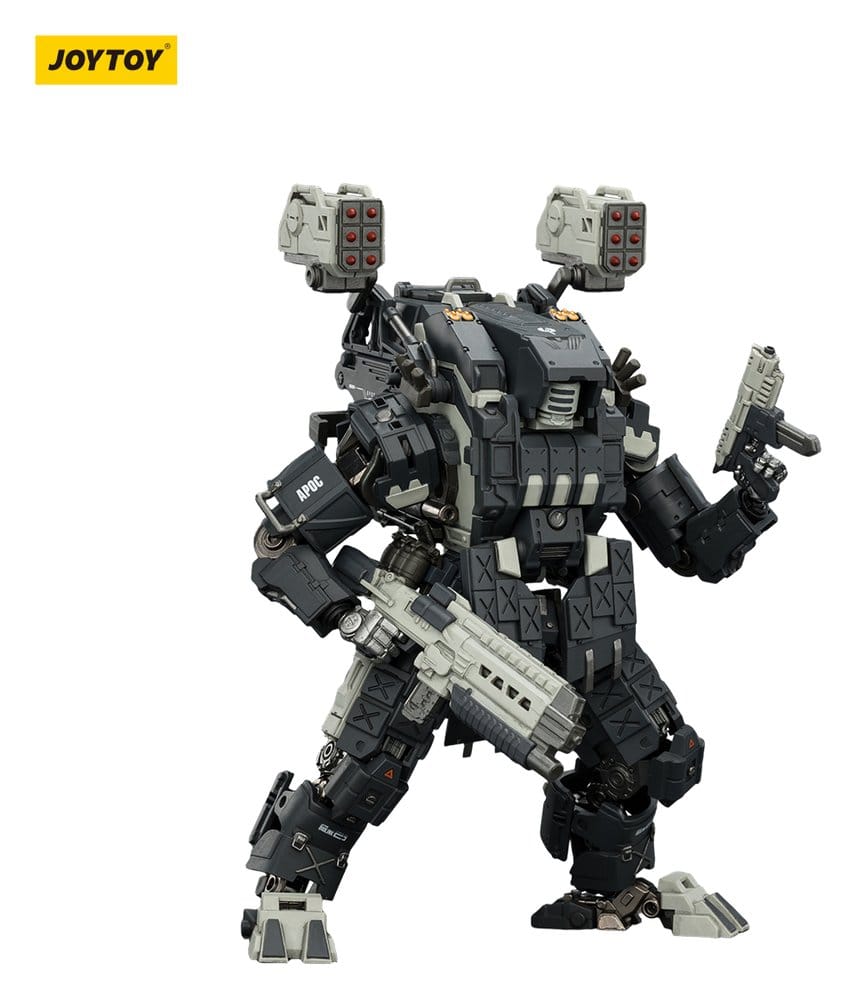 JoyToy Dark Source APOC ThorFire Strike Mech figure, crouched holding rifle and pistol, on white