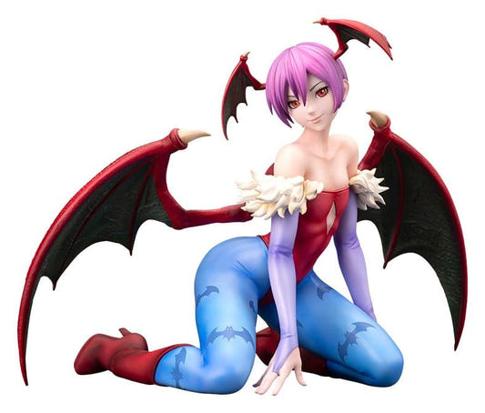 Kotobukiya Darkstalkers Lilith 1/7 figure kneeling with red bat wings spread