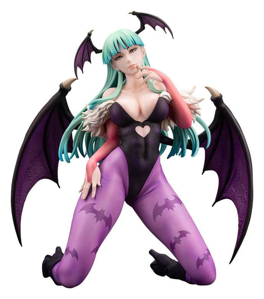 Kotobukiya Darkstalkers Morrigan Aensland 1/7 figure kneeling with bat wings spread