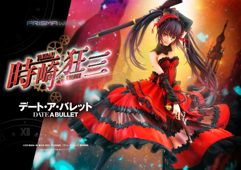Date A Bullet Kurumi Tokisaki Prisma Wing banner, left half on a fiery backdrop