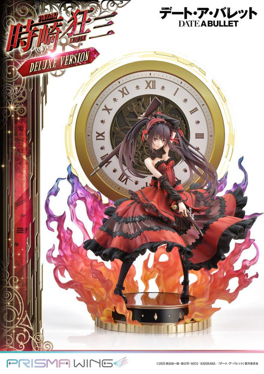 Prime 1 Studio Prisma Wing Kurumi Tokisaki Deluxe 1/7 statue on a clock and flame base