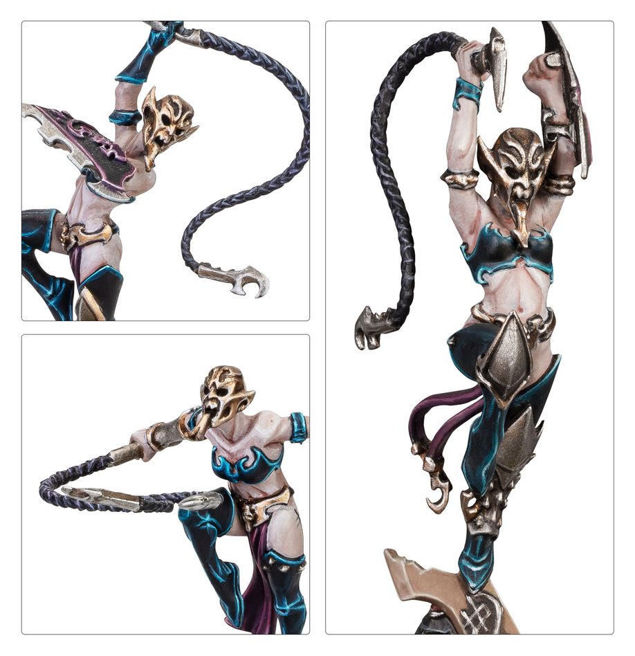 Krethusa's Cronehost close-ups of painted Sisters of Slaughter with whips and masks