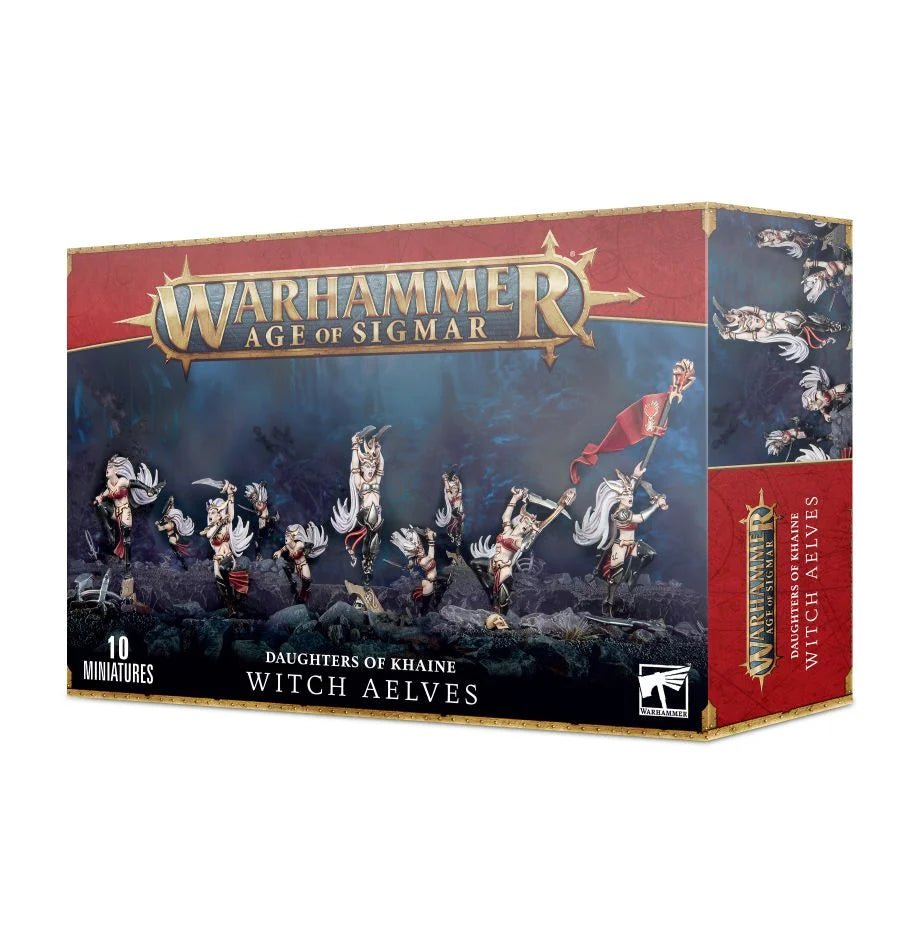 Games Workshop Age of Sigmar Daughters of Khaine Witch Aelves box front, 10 miniatures