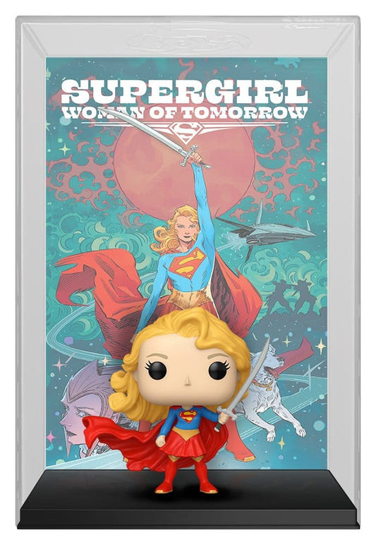 Funko Pop! Comic Cover Supergirl figure with Woman of Tomorrow comic art in display case