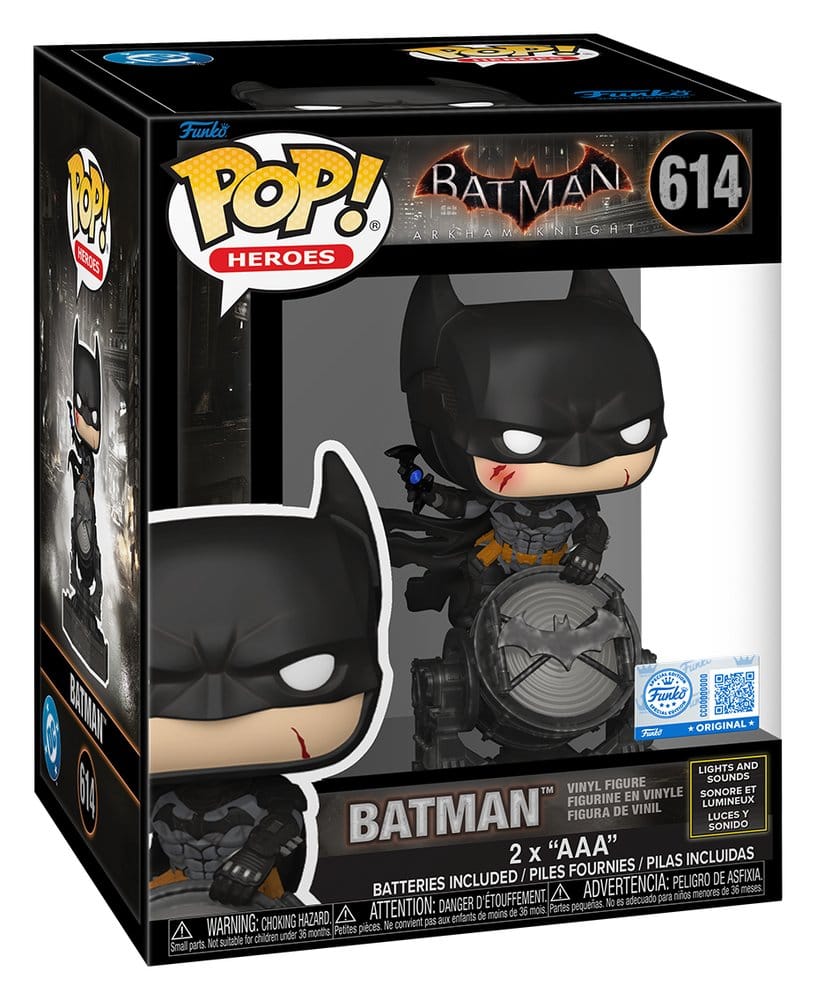 Funko Pop! Heroes Batman no. 614 on Bat-Signal in light-up window box packaging