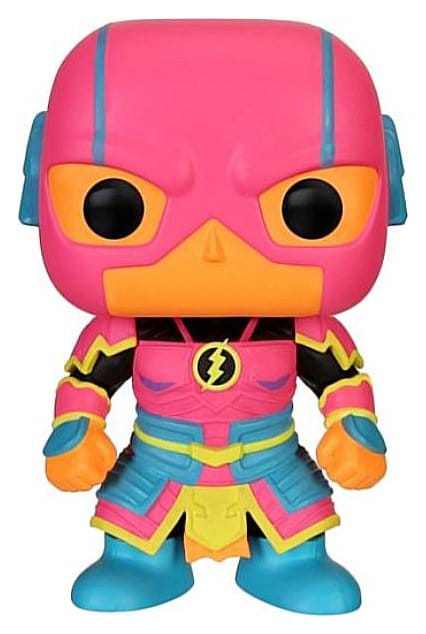 Funko Pop! DC Comics The Flash exclusive vinyl figure in bright neon blacklight-style colours