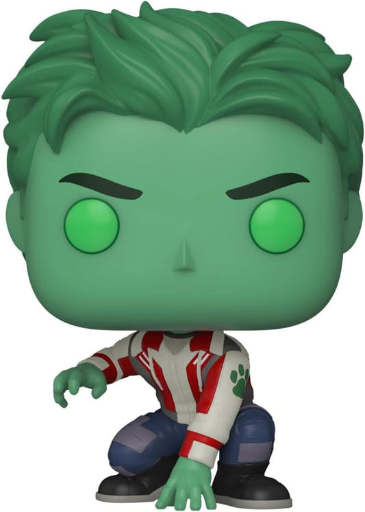 Funko Pop! DC Beast Boy vinyl figure with green skin and hair, crouching