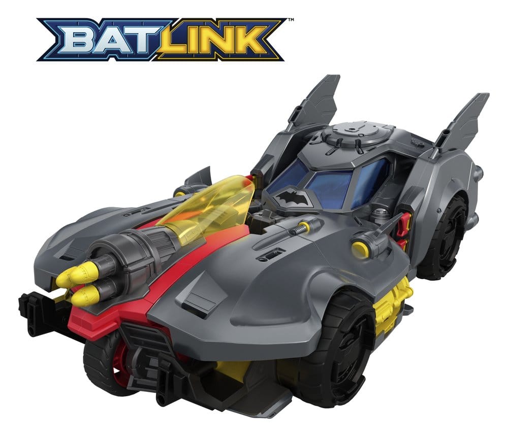 DC Premier Batlink Batmobile fitted with a red and yellow front cannon attachment