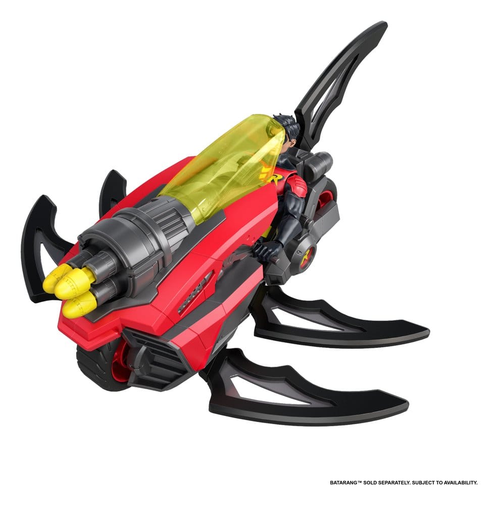 DC Premier Robin Cycle with Batarang blade attachments and rockets loaded, Robin riding