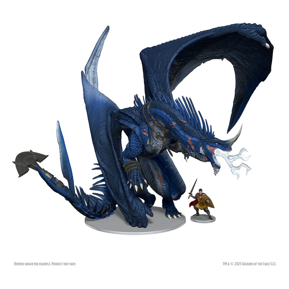 WizKids D&D Icons of the Realms Ancient Blue Dragon beside a human-sized figure for scale
