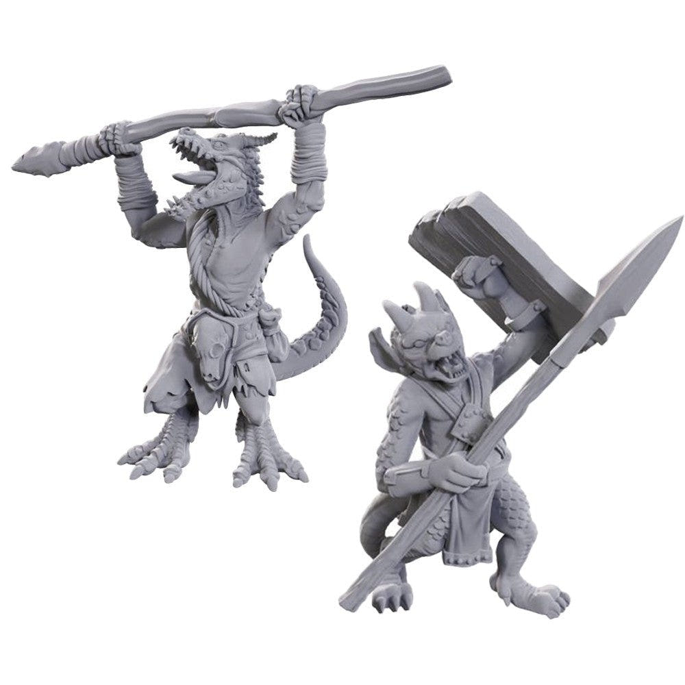 WizKids Nolzur's Marvelous Miniatures 50th Anniversary Kobolds, two unpainted kobolds with spear and shield