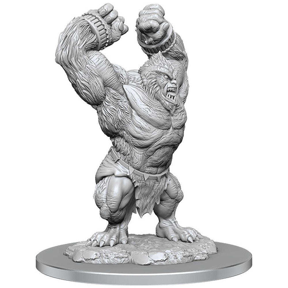 WizKids Nolzur's Marvelous Miniatures Barlgura, unpainted primed ape-like demon with raised fists