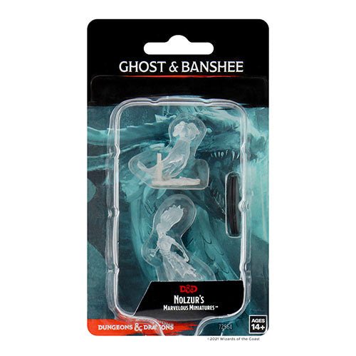 WizKids D&D Nolzur's Marvelous Miniatures Ghost & Banshee blister pack with two translucent figures