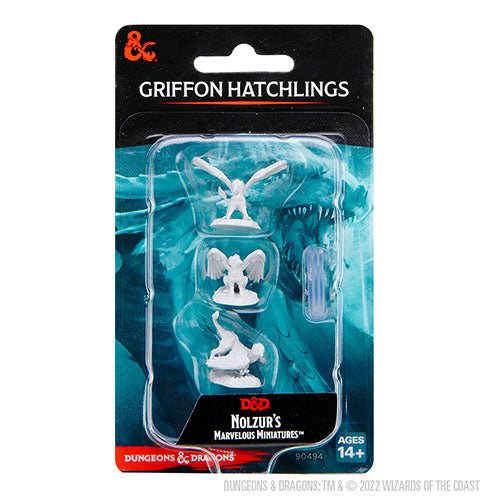 D&D Nolzur's Marvelous Miniatures Griffon Hatchlings blister pack with three unpainted miniatures