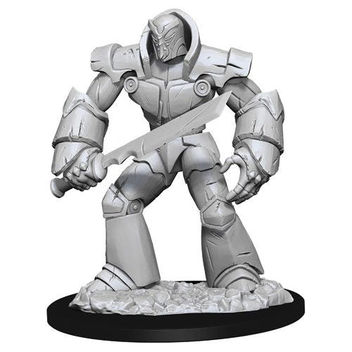 Unpainted Iron Golem miniature holding a sword, WizKids D&D Nolzur's Marvelous Miniatures