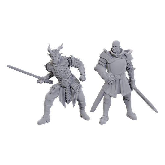 WizKids D&D Nolzur's Zevlor and Ulder Ravengard unpainted miniatures side by side