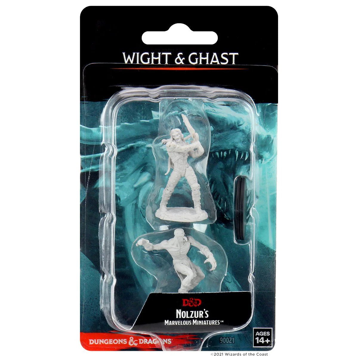 D&D Nolzur's Marvelous Miniatures Wight & Ghast blister pack by WizKids, two primed figures inside