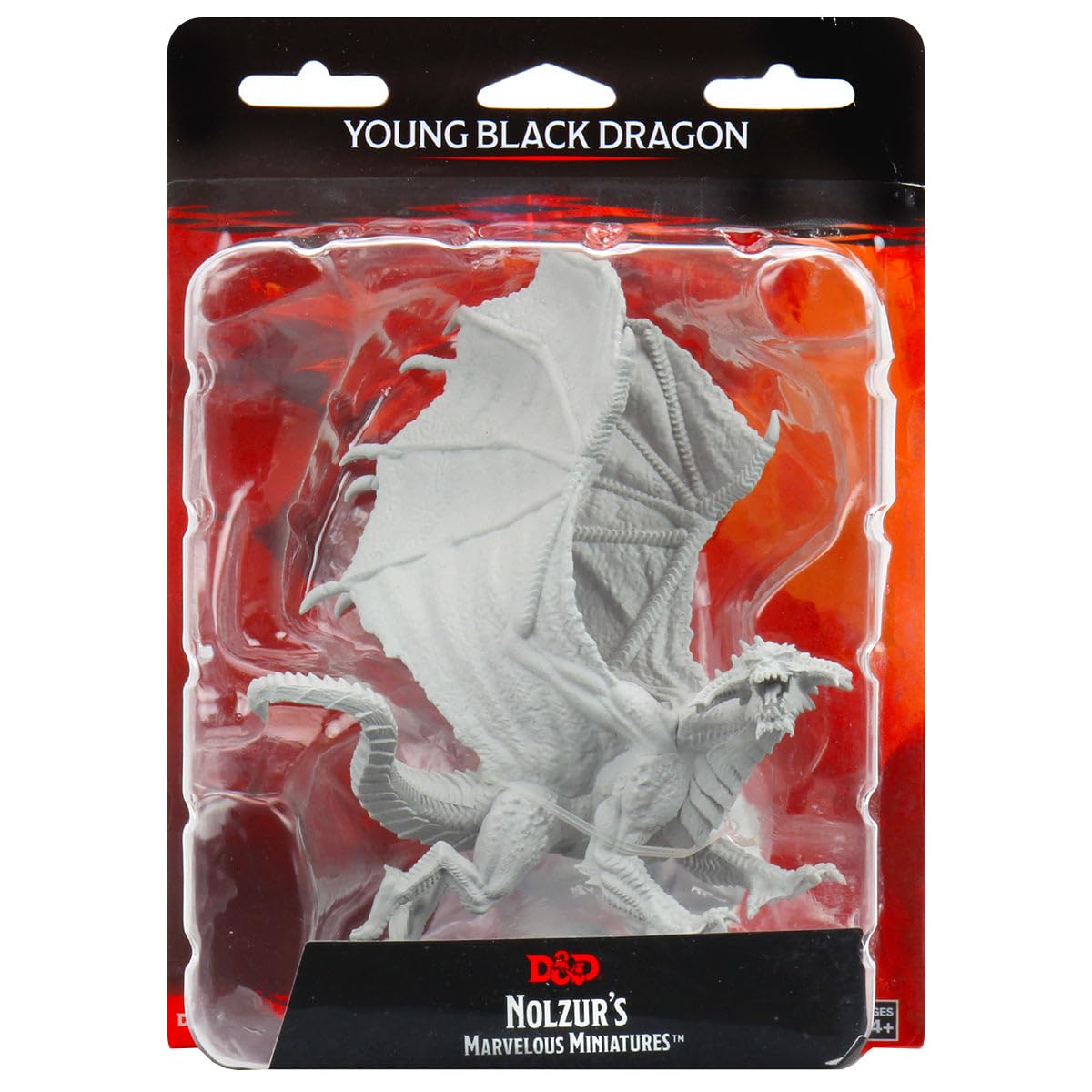 WizKids D&D Nolzur's Marvelous Miniatures Young Black Dragon, unpainted in its blister pack