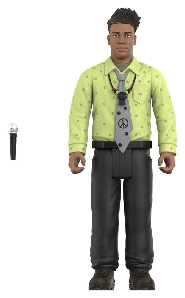 Trugoy the Dove ReAction figure in green patterned shirt and tie with microphone accessory
