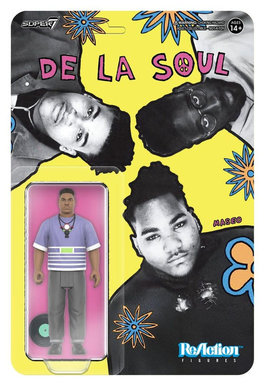 Super7 De La Soul Maseo Me, Myself & I ReAction figure on yellow blister card