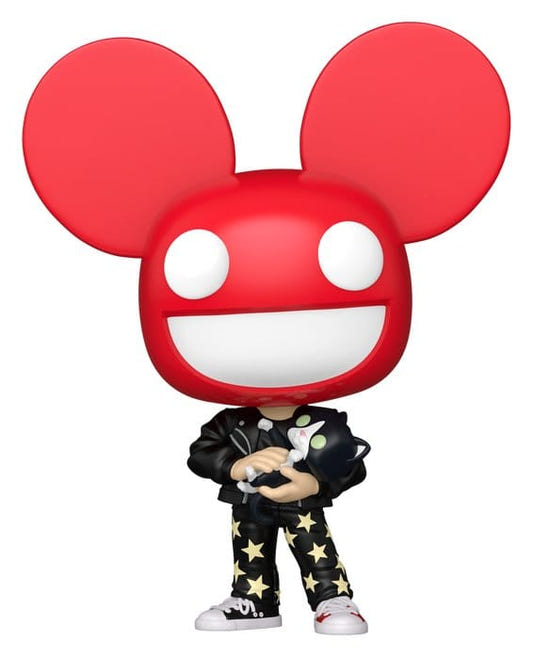 Funko Pop! Rocks Deadmau5 in red mouse helmet and star-print suit holding his cat