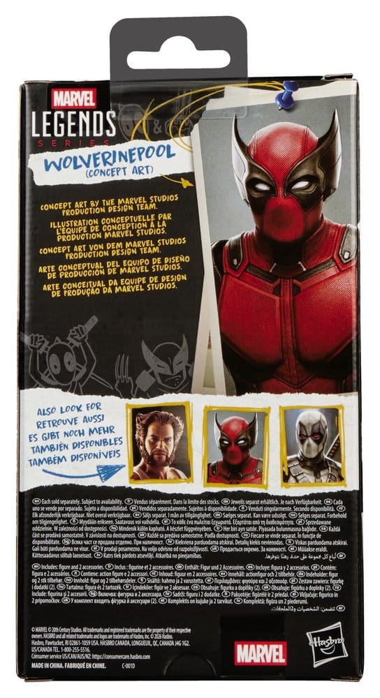 Hasbro Marvel Legends Wolverinepool (Concept Art) box back with concept illustration and bio