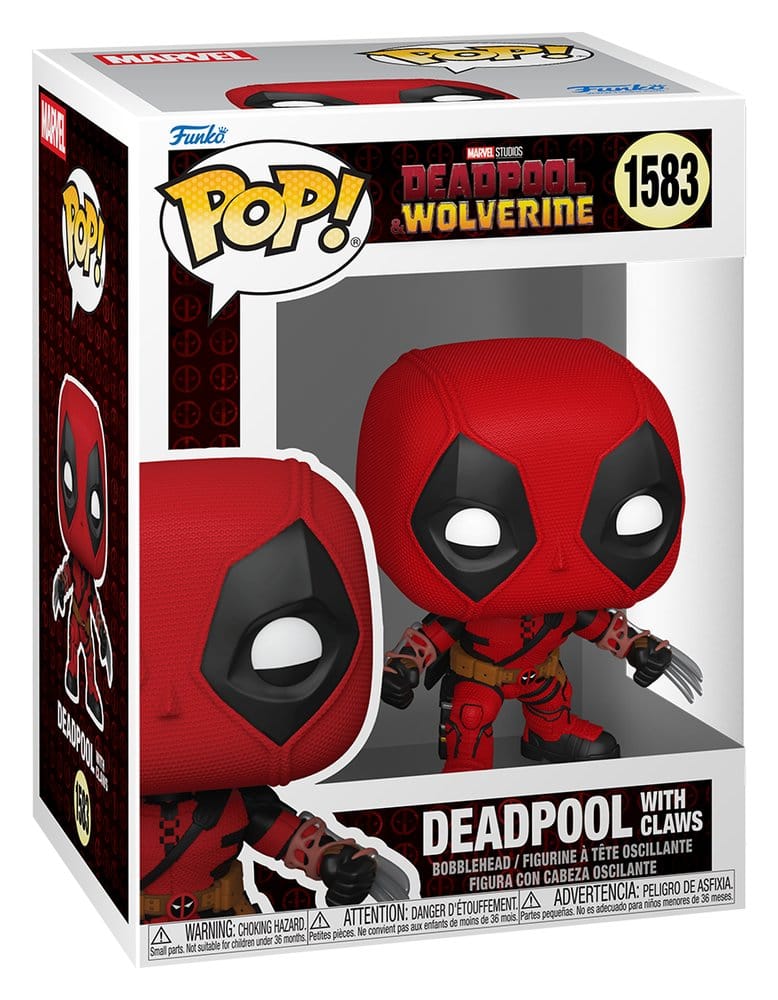 Deadpool with Claws Funko POP! bobblehead in its Deadpool & Wolverine box, number 1583