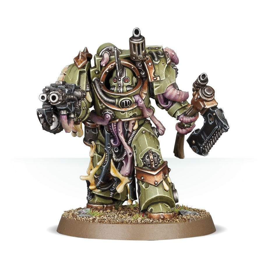 Painted Blightlord Terminator with combi-bolter and bubotic axe, front view