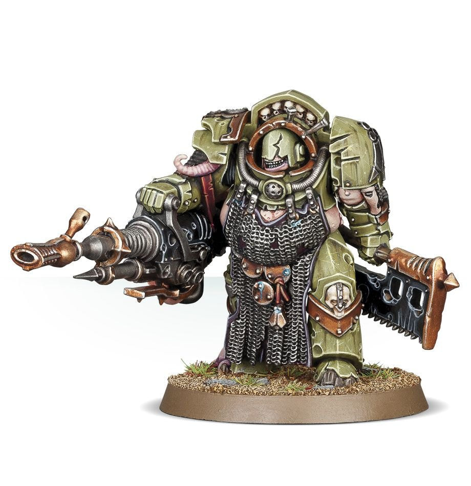 Painted Blightlord Terminator in chainmail armed with a plague spewer and balesword