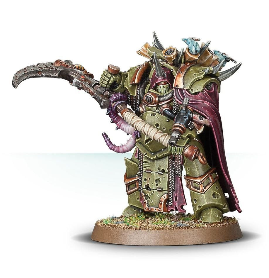 Painted Deathshroud Bodyguard with raised manreaper scythe, tentacles and tattered crimson cloak
