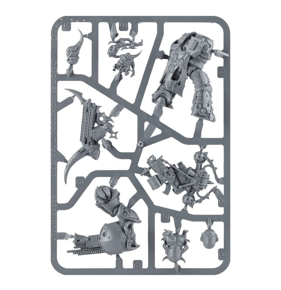 Death Guard Plague Marine Champion unpainted plastic sprue, frame 1 of 1
