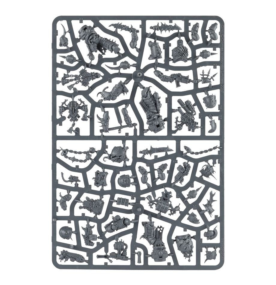 Death Guard Plague Marines unpainted plastic sprue, frame 1 of 3