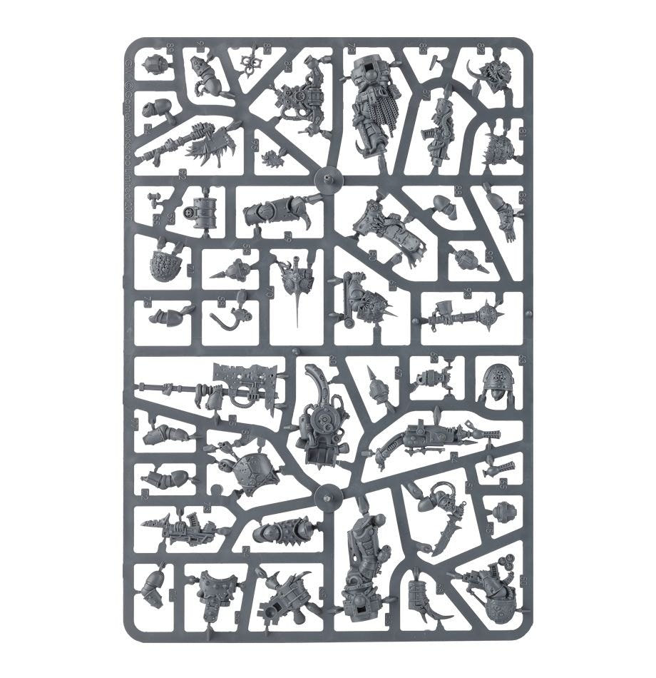Death Guard Plague Marines unpainted plastic sprue, frame 2 of 3