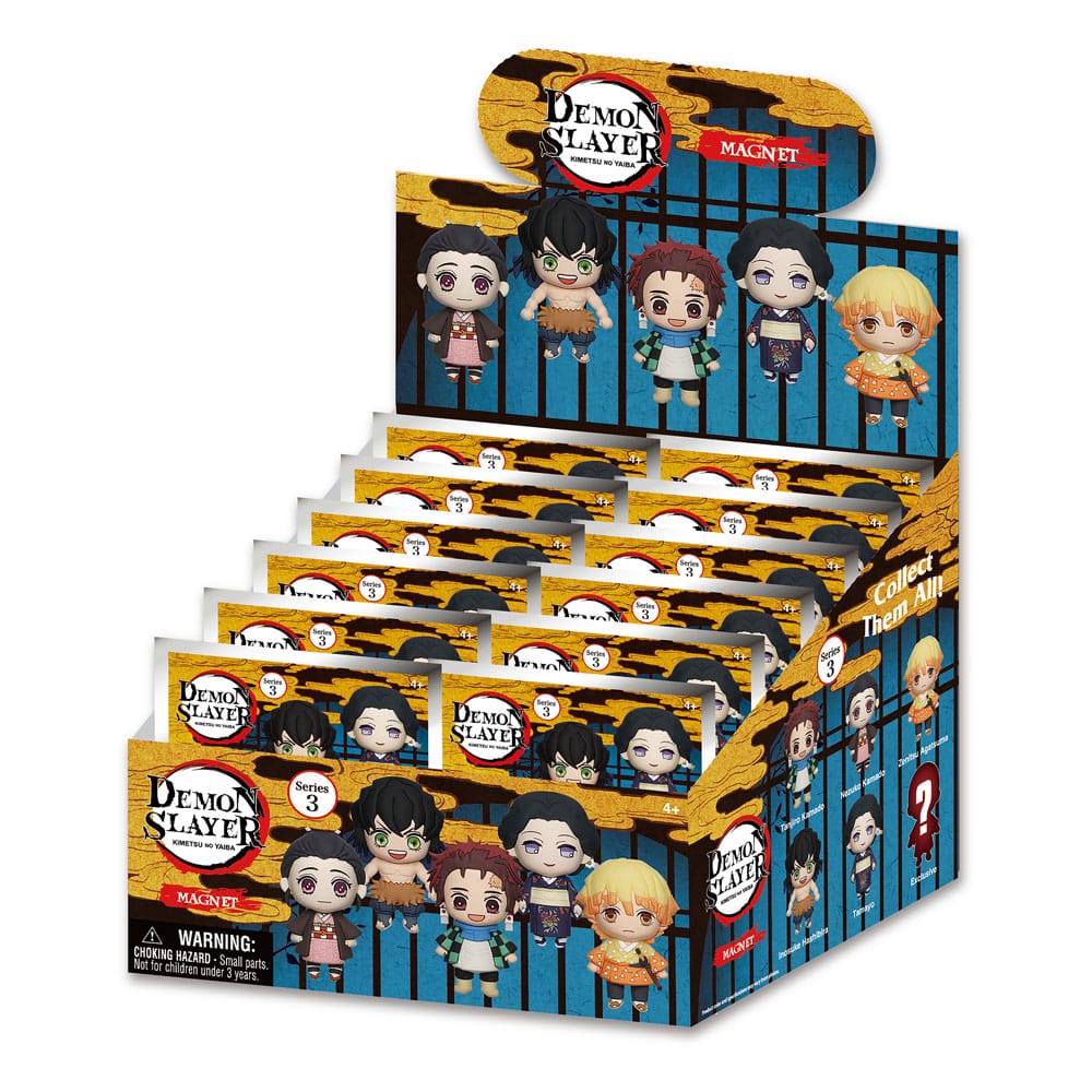 Demon Slayer 3D Magnets Series 3 display box filled with blind bags