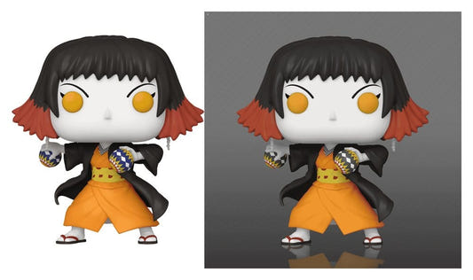 Funko Pop! Susamaru vinyl figure from Demon Slayer, standard version beside the glow-in-the-dark chase variant