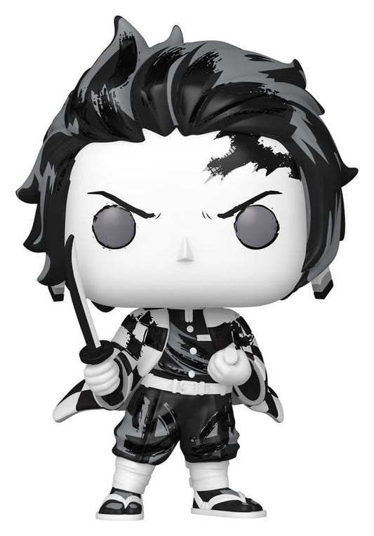 Funko POP! Tanjiro Kamado (Sumi-Ink) from Demon Slayer in black and white ink style with sword