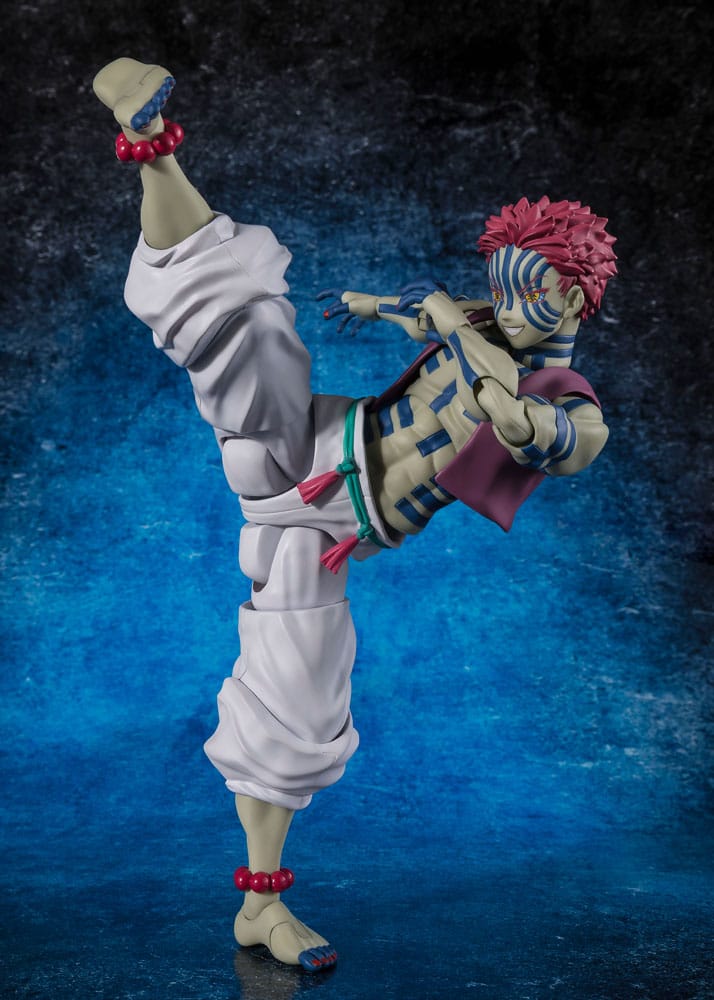 Demon Slayer Akaza S.H.Figuarts figure performing a high kick