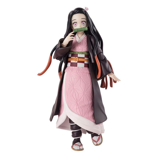 Demon Slayer S.H.Figuarts Nezuko Kamado action figure in pink kimono with bamboo muzzle