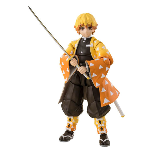 Bandai S.H.Figuarts Zenitsu Agatsuma figure holding his katana, cut-out front view