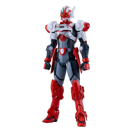 Max Factory Plamatea Jupiter Bit kit built, front view in red, white and grey armour, Cybercop