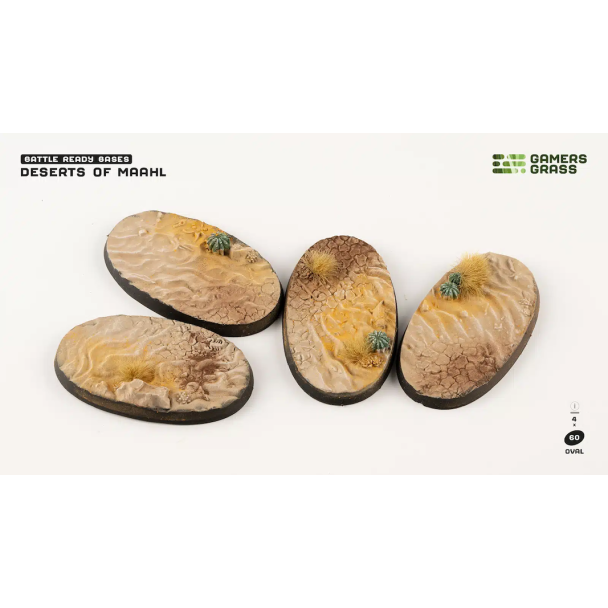 Gamers Grass Battle Ready Bases - Deserts of Maahl Oval 60mm (x4) - Loaded Dice