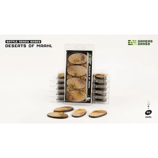 Gamers Grass Battle Ready Bases - Deserts of Maahl Oval 60mm (x4) - Loaded Dice